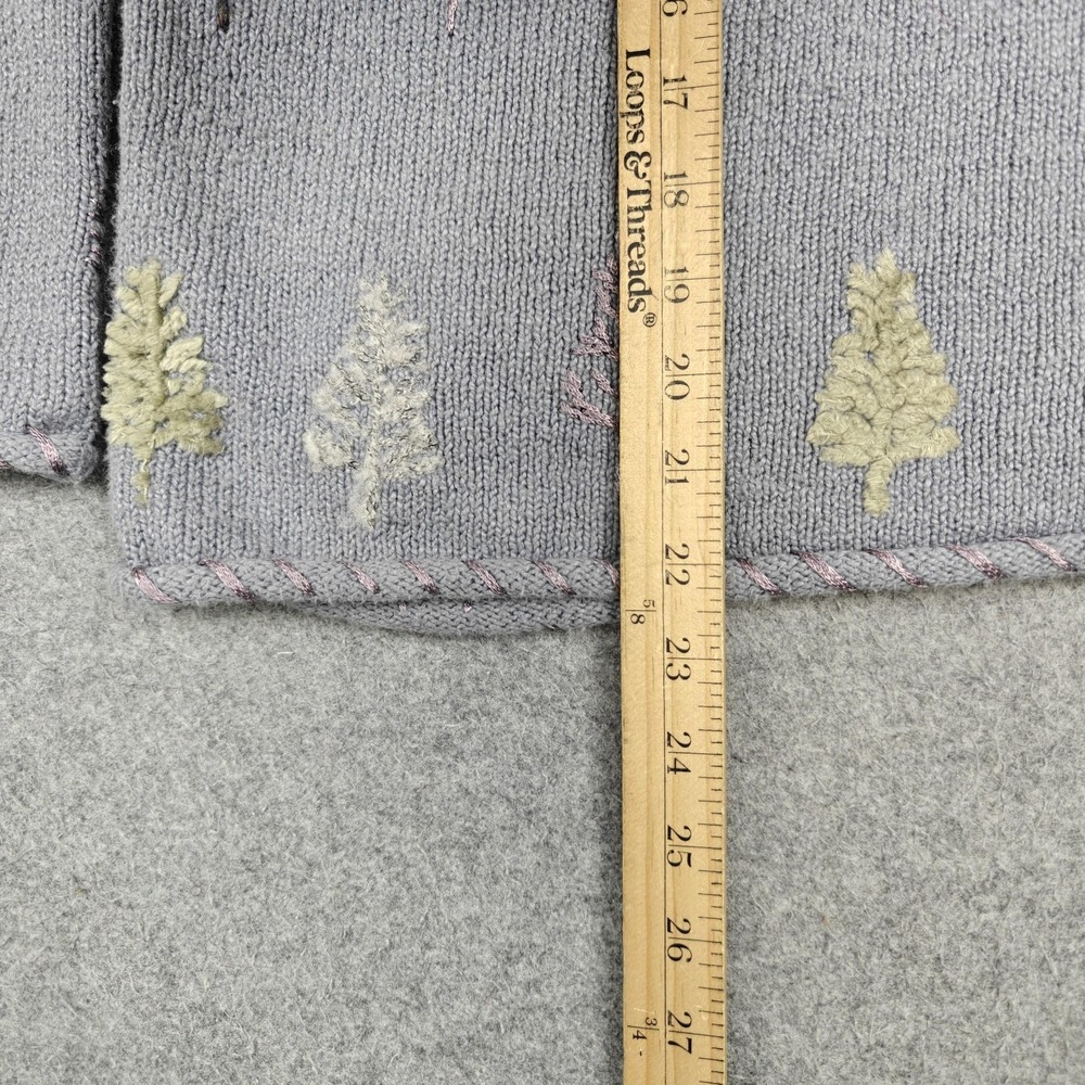 Northern Isles Sweater Womens Large Gray Ramie Cotton Tree Embroidered Knit - Picture 8 of 10